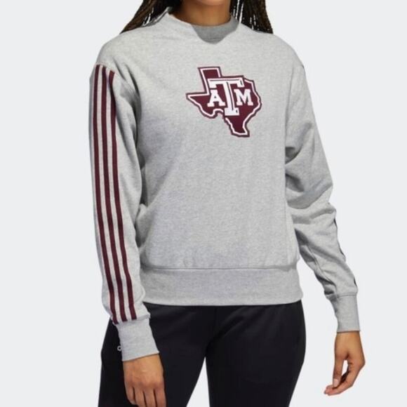 adidas Tops - Adidas Texas A&M Aggies Gray Crewneck Sweatshirt Cropped Women's Small 3 Stripes